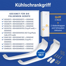 VIOKS Set of 2 Refrigerator Handles Replacement for Bosch 00369542 with Covers and Screws - Handle for Fridge, Fridge Freezer Combination