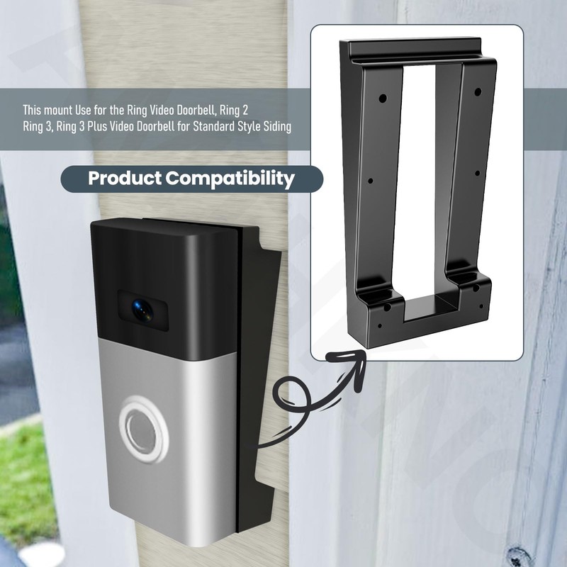 AMTHKNO Video Doorbell Vinyl Siding Mounting/Adapter Angle Adjustment Plate W/Hardware,