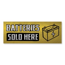 Batteries Sold Here 36" x 14" Decal | Advertise Your Business | All Weather Can Apply to Any Surface | Auto Repair Shop Mechanic | Made in The USA