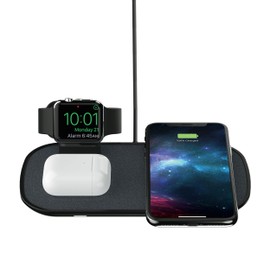 ZAGG mophie 3-in-1 Wireless Charging Pad, 7.5W, Fast Charging, Compatible with iPhones, AirPods, Smartwatch & Qi-Enabled Devices, Black