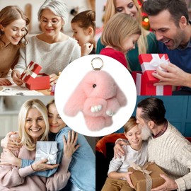 Qivorimith Keychain,Key Chains Women Cute Rabbit,Car keyrings leather handbags(Pink)