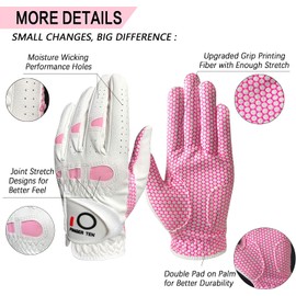 Golf Gloves Women Left Hand 3 Pack Right Handed Golfer All Weather Rain Grip Womens Ladies Golf Glove Size Small Medium Large XL(Small, Worn on Left Hand)