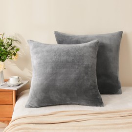 BEDELITE Throw Pillow Covers 26x26 with Zipper, 2 Pack Super Soft Square Pillow Covers for Bedroom, Sofa, Couch,Luxury Cozy Fleece Pillow Case Cover for All Seasons(26x26 Inches, Grey)