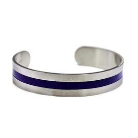 Men's Thin Blue Line Cuff Bracelet - Police Support (7.5)