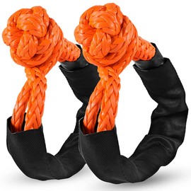 ZAMLIE Soft Shackle Recovery, (58,000 LBS Breaking Strength) Soft Shackle 1/2 inch X 22 inch with Protective Sleeve for Off-Road Sailing Trucks, 4x4, UTV, ATV(Orange, 2 Pack Soft Shackle)