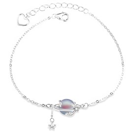 CATOR Women's Moonstone Bracelet Shiny Silver Bracelet Moonstone Bracelet for Her Mother's Day Gifts Moonstone Jewellery for Women
