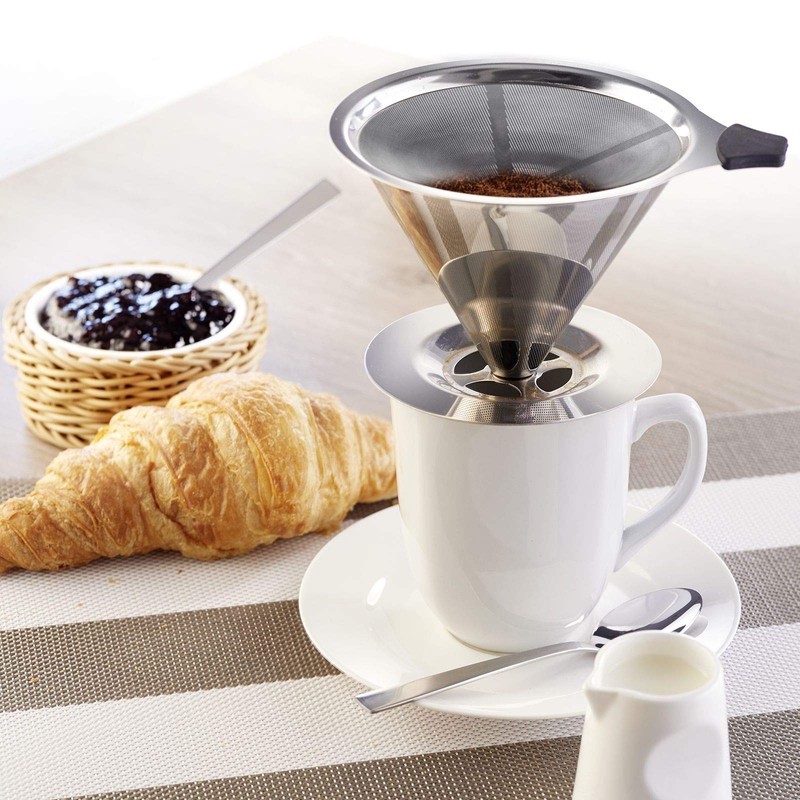 Westmark Dauerfilter/Dripper Kaffee, mit Tassenhalterung, Brasilia, Aufsatzfläche 10 cm, 18/8