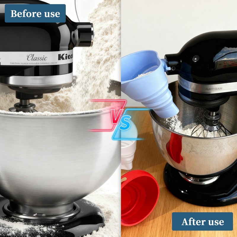 Flour Funnel for KitchenAid Mixer, Mess-Free Baking Accessory, Food Grade
