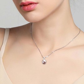 Freshwater Cultured Pearl Pendant Necklace AAA Graded Lavender Teardrop Necklace Pendant with Sterling Silver Setting and Matching 16 or 18 Inch Chain - Orien Jewelry