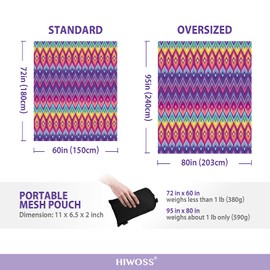 Hiwoss Beach Blanket Waterproof Sandproof Oversized 95”x 80”,Sand Free Beach Mat with Corner Pockets,Portable Mesh Bag for Beach Festival,Picnic,Travel and Outdoor Camping (Neon)