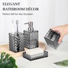 Bathroom Accessory Set, Grid Pattern 4 Pcs Plastic Bathroom Set