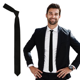 The Fancy Dress® Men's Black Ties Slim 5.5cm Plain Satin Neck Tie - Formal Skinny Necktie For Weddings, Interviews, Formal Business Attire UK