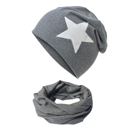 Miobo Beanie Hat and Tube Scarf Set of 2 for Baby Children Boys and Girls Cotton