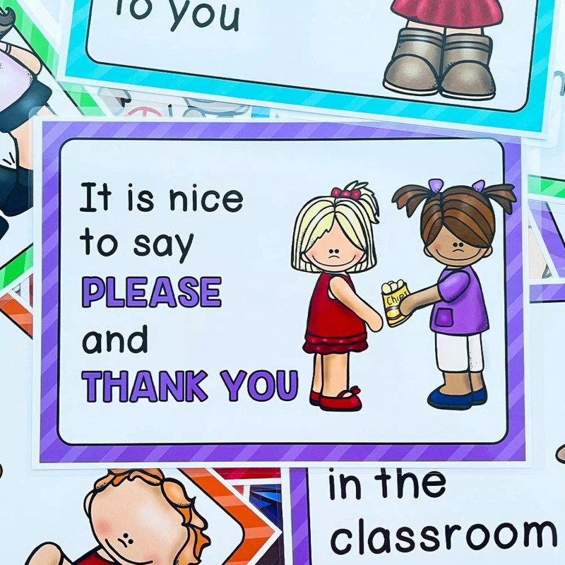 Richardy 15Pcs A4 Classroom Rules Educational Posters for Preschool, Home,