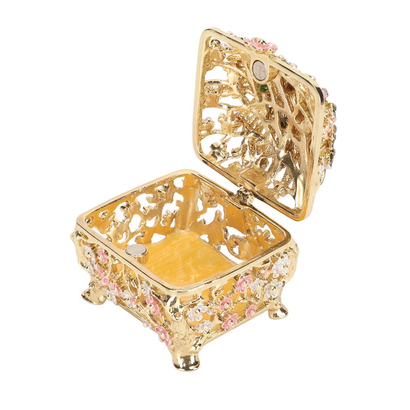 Peacock Trinket Boxes Hand Painted Finish Exquisite Beautiful Rhinestones Hinged