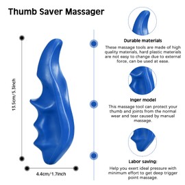Nuanchu 2 Pcs Blue Thumb Saver Massage Tool Deep Tissue Massager for Pressure Reflexology Professional Neck Shoulder Back Foot Stress Relief