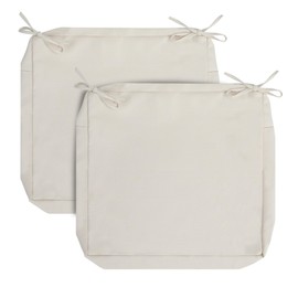 FUNHOME Outdoor Chair Cushion Covers 2 Pack, No Insert! Patio Cushion Covers Replacement 20" x 18" x 4", Water Resistant Patio Chair Cushion Slipcovers, Cream White(Covers ONLY)