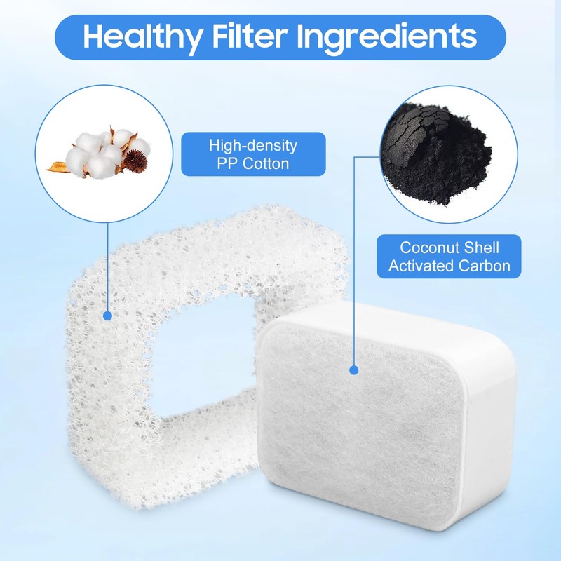 Fydun Pet Fountain Water Feeder Filters, 5Pcs Incl 4 Activated
