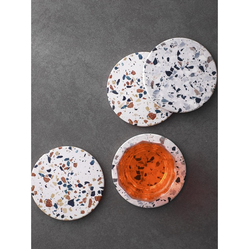 LIFVER Absorbent Drink Coasters with Holder, Set of 6 Ceramic
