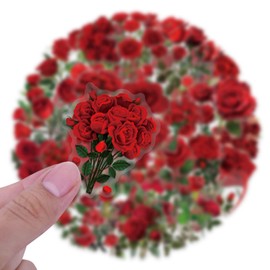 60Pcs Natural Flower Stickers for Scrapbooking, Transparent PET Self-Adhesive Scrapbooking Stickers Supplies Journal Stocking Stuffers for Adult Card Making Letters DIY (Rose)