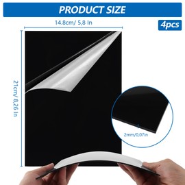 ZOFUN Pack of 10 Black Acrylic Glass Panels, A5, 2 mm, Black Acrylic Plates, Plexiglass Panels, Acrylic Panels with Protective Film, Acrylic Plastic Plate for Signs, DIY, Display, Painting