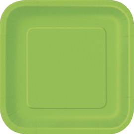 Lime Green Square Paper Dessert Plates (17cm) 16 Count - Elegant & Sturdy Party Tableware for Appetizers, Cakes and More