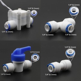 Pxyelec DC 24V 1/4 inch Quick Connect Ball Valve Water Purifier Control Switch G1/4 Inner Wire, Quick Connect Water Purifiers Tube Fittings for RO Water Reverse Osmosis System(Pack of 13)