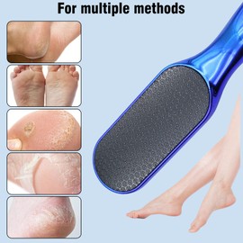 2 Pcs Veinsgrain Foot File, Nano Glass Foot File Hard Skin Remover with Non-Slip Ergonomic Handle, Professional Foot Care Tools for Smooth Feet(Gold+Blue)