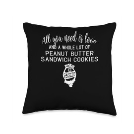 I Love Peanut Butter Sandwich Cookies Gift for Cookie Lov Throw Pillow