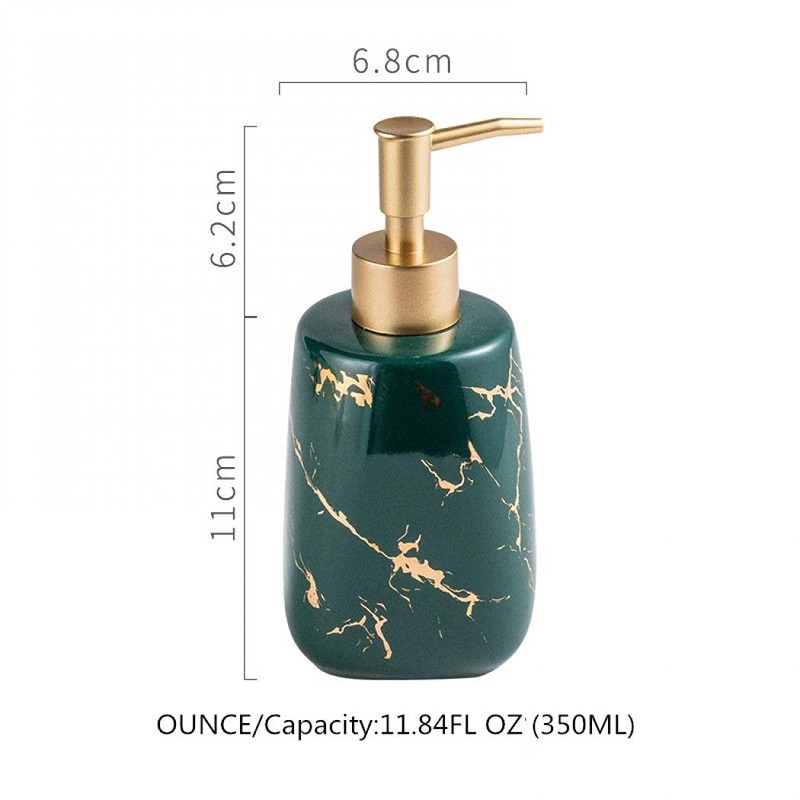 Ceramic Soap Dispenser Pump, 350ml Marble Pattern Bathroom Ceramic Lotion