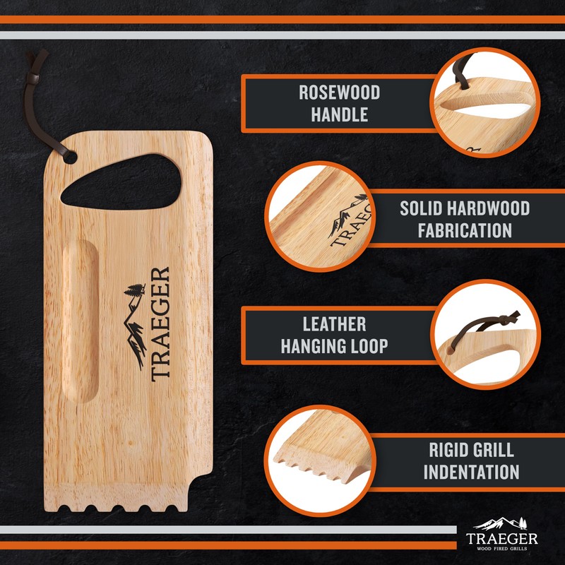 Traeger Grills BAC454 Wooden Grill Scraper – Solid Hardwood Grill
