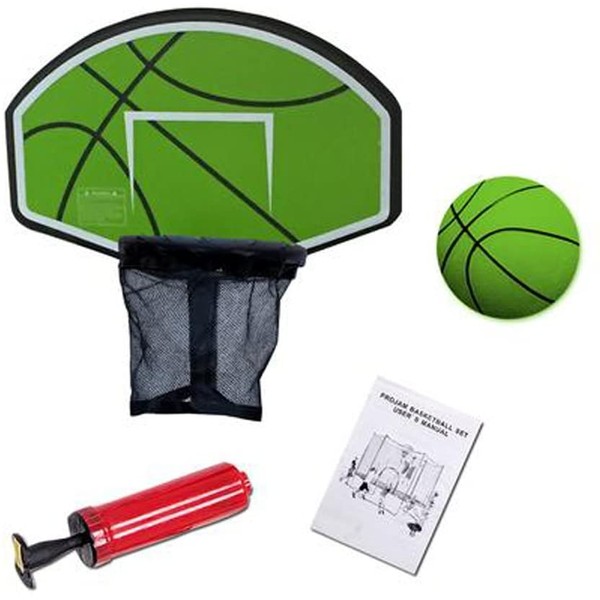 Exacme Trampoline Basketball Hoop with Ball and Attachment for Straight Net Poles, Green BH04GR
