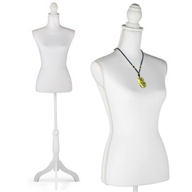 Female Mannequin Torso Dress Form Height Adjustable Pinnable Mannequin Body with Sturdy Tripod Stand for Sewing, Dressmaker, Home Decor, Jewelry & Clothing Display, White