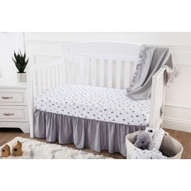 American Baby Company Ultra Soft Microfiber Ruffled Crib Skirt, Grey, for Boys and Girls