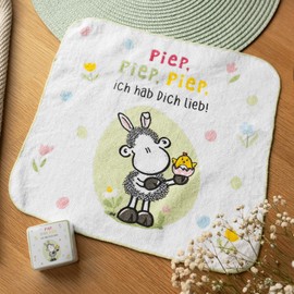 Sheepworld 73807 Magic Towel with Piep Motif, Guest Towel, 30 cm x 30 cm, Cotton, Square Pressed, Gift Easter, Easter Nest, Easter Decoration
