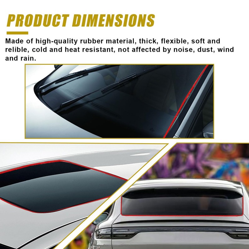 Rubber Seal Strip for Car Front Windshield, 1.7M/ 5.6Ft Cuttable