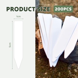 Pack of 200 Small Plastic Plant Stakes, White, 5 x 1 cm, Weatherproof Plastic Plant Signs, Plug-in Labels for Plants, for Herbs, Seedlings and Greenhouses, Weatherproof Plant Stakes