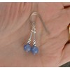 Small Blue Aventurine Gemstone & Sterling Silver Hook Drop Earrings