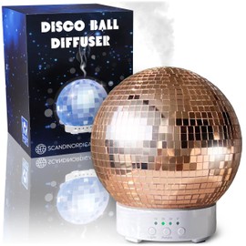 Disco Ball Diffuser Rotating - 300 ML Oil Diffuser Essential Oils, Quiet Oil Diffusers, Night Light and Timer, Disco Ball Table Decor, Plant Room Decor | Aromatherapy Diffuser for Large Room Rose Gold