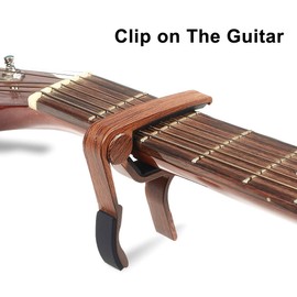WINGO Capo for Guitar, Western Guitar, Acoustic Guitar, and Electric Guitar, Wood Colour, Metal, Pack of 2