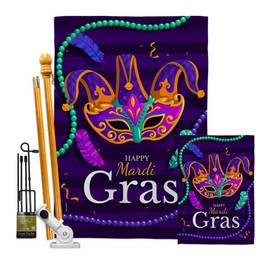 Breeze Decor Carnival Mardi Gras Garden House Flag Kit Springtime Festival Masquerade Celebration Season Holiday French Decoration Banner Small Yard Gift Double-Sided, Made in USA