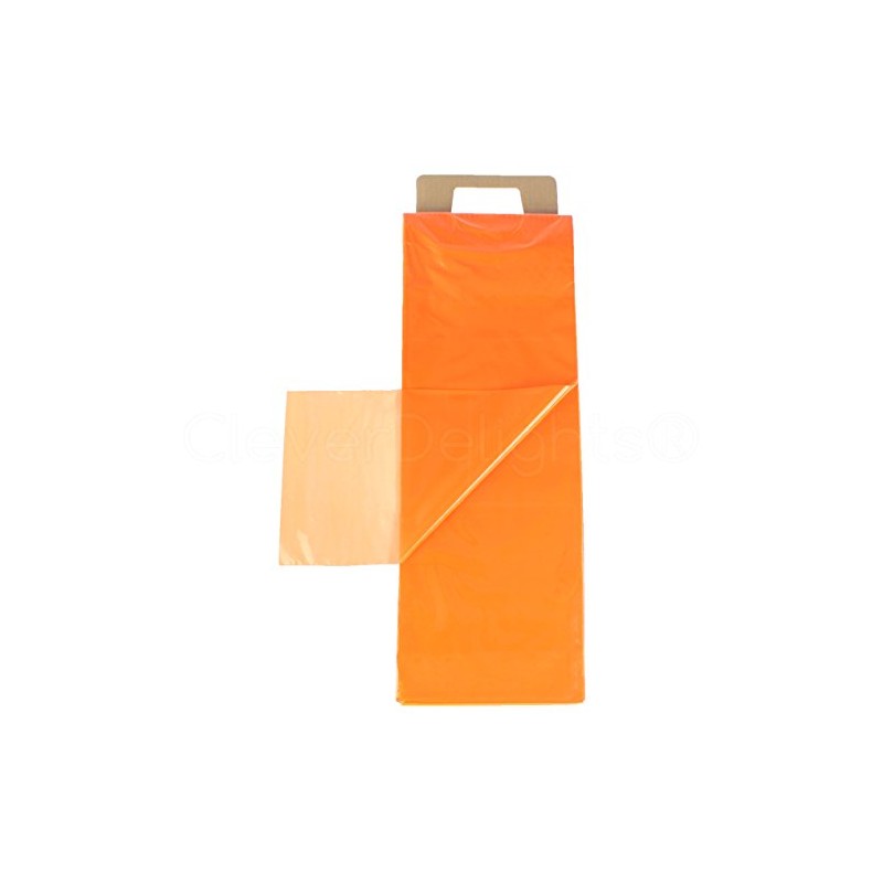 CleverDelights Orange Newspaper Bags - 7.5" x 21" - 100