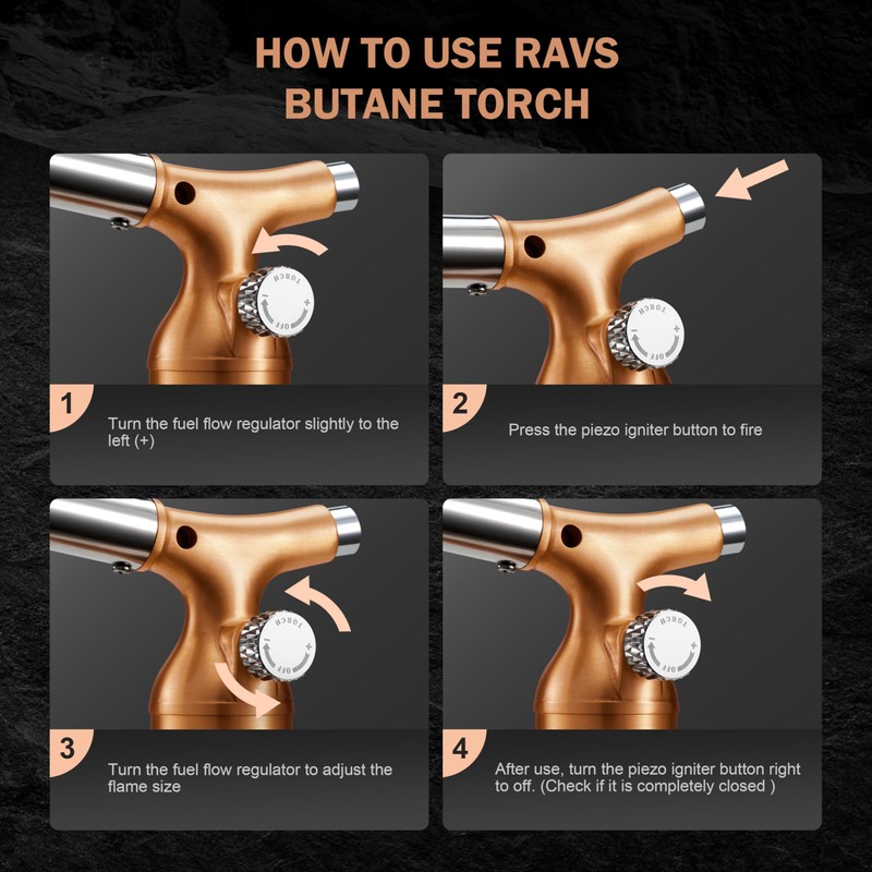 RAVS Solid Copper Butane Torch, Kitchen Torch Lighter for Creme