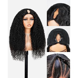 Megalook hair 26 Inch V Part Wig Human Hair 12A Deep Curly Wig 200% Density Beginner Friendly No Sew In No Glue Half Wigs For Women