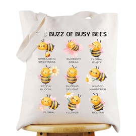KEYCHIN Honey Bee Tote Bag Bee Lover Gift The Buzz Of Busy Bees Shopping Bag Honey Bee Merchandise Queen Bee Gifts, Busy Bees Tb, L