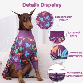 UNIPUP Dog Pajamas Large Size, Big Dog Onesie Clothes, Anti Shedding and Licking, Post Surgery Recovery Pet Pjs, Cotton Soft Material Stretchable Pet Pajamas U-COSP03XXL