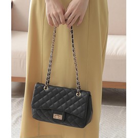 Altrose 332393-01 Women's Black Shoulder Bag, Cross-Body Bag, Cross-Body Bag, Lightweight, Mini Shoulder, Mini Chain, Quilted Pouch, Small, Cute, Popular Brand, 2-Way, Long