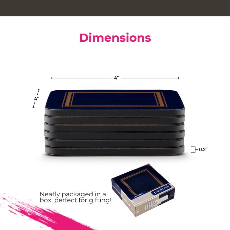 Pimpernel Classic Midnight Blue Coasters - Set of 6, Heat