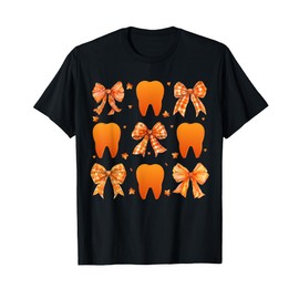 Dental Fall Thanksgiving Dental Assistant Coquette Teeth T-Shirt