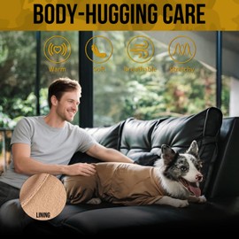 OneTigris Dog Pajamas - Breathable Modal Stretch Dog Clothes, Four-Legged Cold Weather Clothes,Shedding Suit Onesie with Back Locking Zipper and Adjustable Chest Drawcord